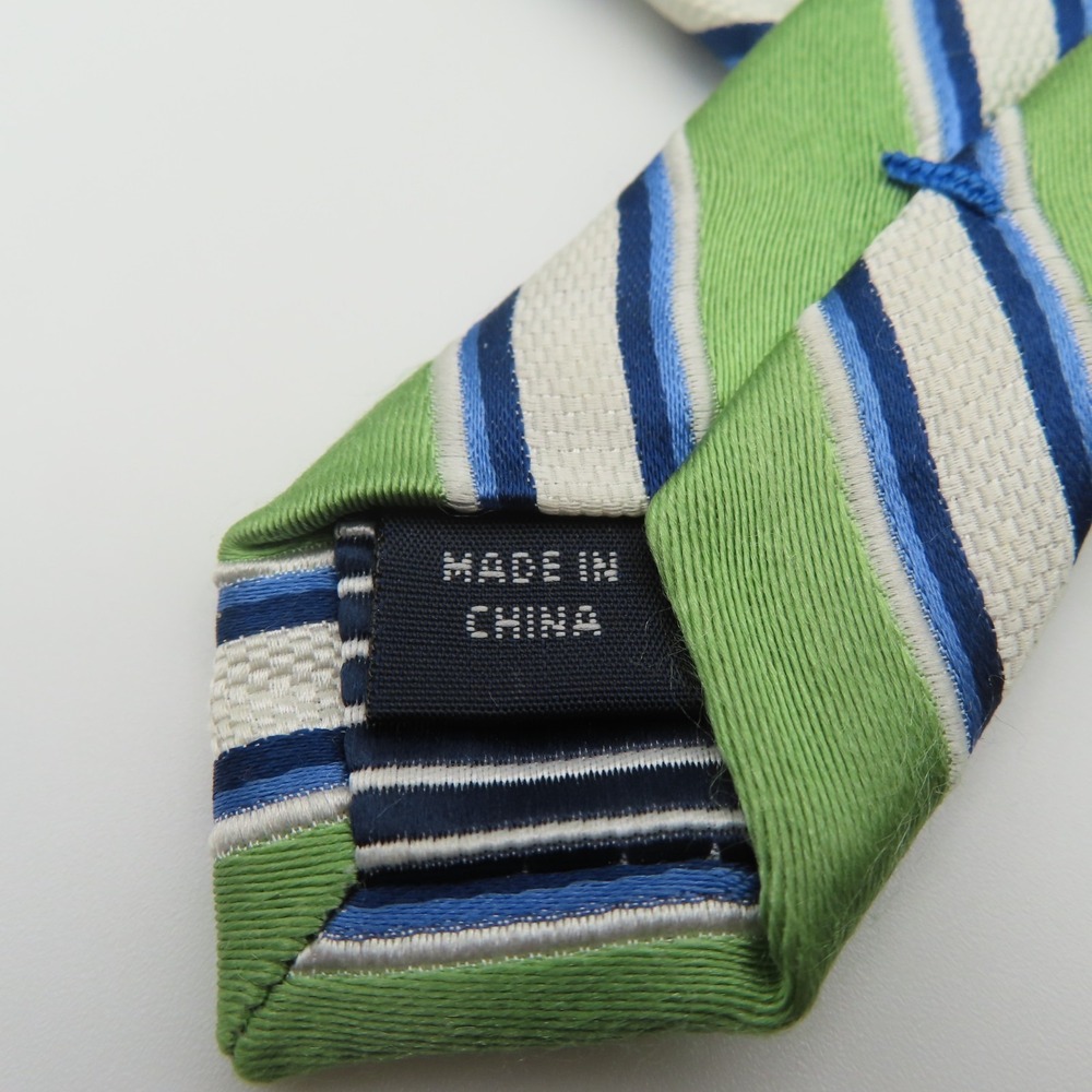 Nautica Tie Green Blue White Striped 3.5" Wide 58" Long Silk - Picture 6 of 7